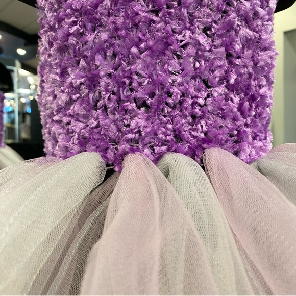 Handmade Purple & Silver Fuzzy Tutu Dress - Picture 3 of 4